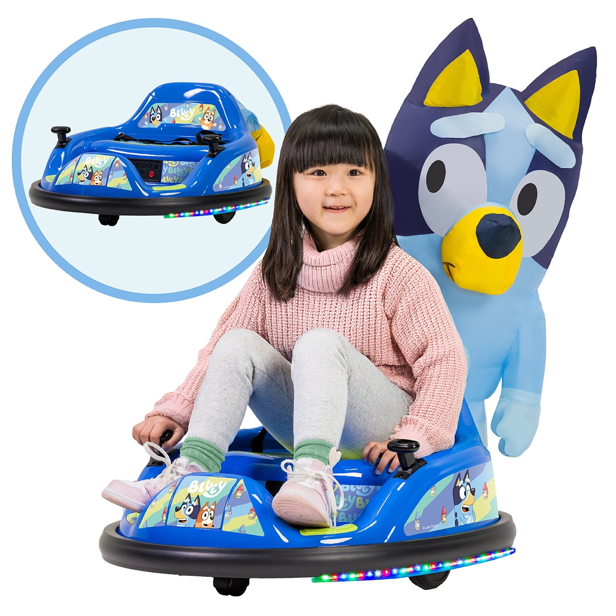 Bluey 6V ImaginAir Ride-On Bumper Car with Inflatable Character