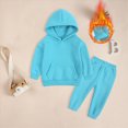 thumbnail image 2 of HCNTES Baby Boy Winter Clothes Toddler Boys Clothes Fall Winter Outfit Sets Long Sleeve Crew Neck Hooded Pocket Pullover Sweatshirt and Pants 6M 1T 2T 3T 4T 5T 2-Pieces, 2 of 7