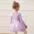 thumbnail image 4 of Ticikt Ballet Dress for Girls,Toddler Dance Leotard with Tutu Skirt Long Sleeve Ballerina Outfit with Flowy Layered for Recitals And Rehearsals Comfortable Stretch Leotard Fit,Color:Purple, 4 of 5
