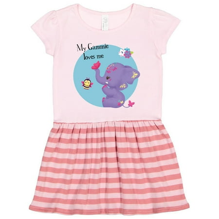 

Inktastic Gammie loves me Blue Purple Elephant Cute Gift Toddler Girl Dress