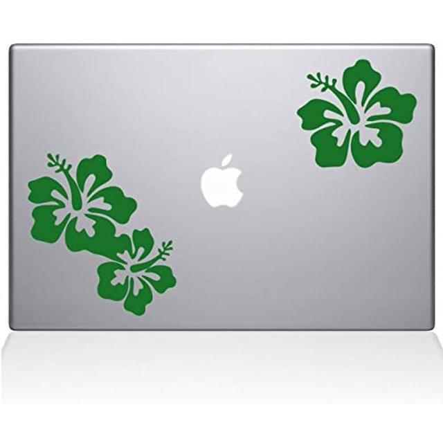 The Decal Guru Hibiscus Decal Vinyl Sticker, 12" MacBook, Green (1456-MAC-12M-LG)