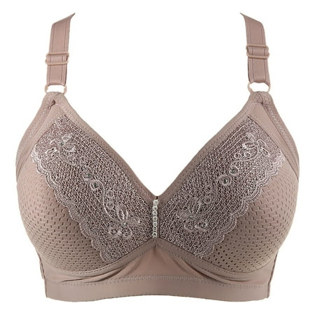 

RQYYD Clearance Wireless Bra for Women s Full Coverage Lace Floral Comfortable Bra Everyday Comfort Support Push Up Bra(Khaki S)