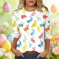 thumbnail image 2 of Yxbdin Happy Easter Shirts for Women Plus Size 3/4 Sleeve T Shirts Crew Neck Bunny Graphic Tee Funny Casual Easter Eggs Print Tops for Spring White XXXL, 2 of 7