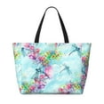 thumbnail image 2 of Gaeub Dragonfly Floral Beach Travel Bag, Multi-Pocket Beach Bag, Summer Vacation Bag, Beach Essentials Tote, 2 of 7
