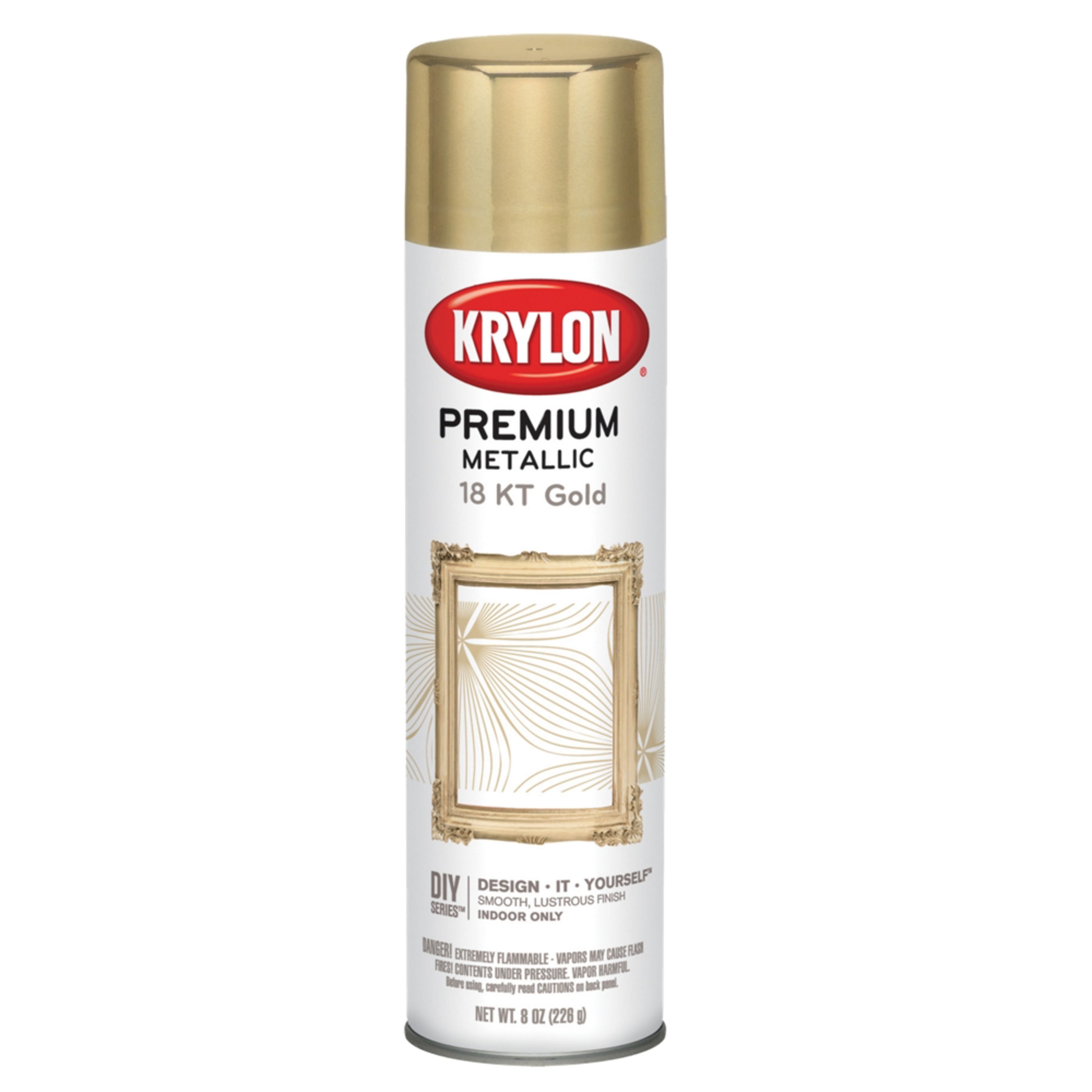 Krylon Premium Metallic Coating Spray Paint, 8 oz., 18 Kt. Gold Plate
