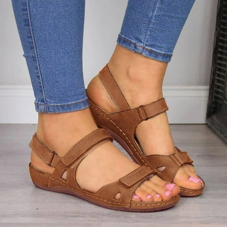 

YTJX Women s Ladies Open Toe Solid Wedges Causal Shoes Outdoor Beach Sandals