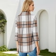 thumbnail image 6 of Bbyeadc Blouses for Women Casual 3/4 Length Sleeve Plaid Print Blouse V-Neck Collared Breathable Tops Work Vacation Tee,Khaki(XXL), 6 of 6