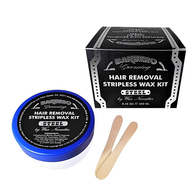 Barbero Grooming Kit de cera sin tiras para depilación en microondas, acero, 8,45 onzas, por Wax Necessities Waxness