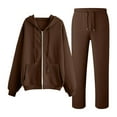 thumbnail image 3 of VOGUES Sweat Suits For Womens 2 Piece, Solid Color Zip Up Hoodie Sweatshirt Matched Sweatpants Sets 2025 Casual Tracksuit Outfits Gift For Daughter Coffee XXXL, 3 of 3