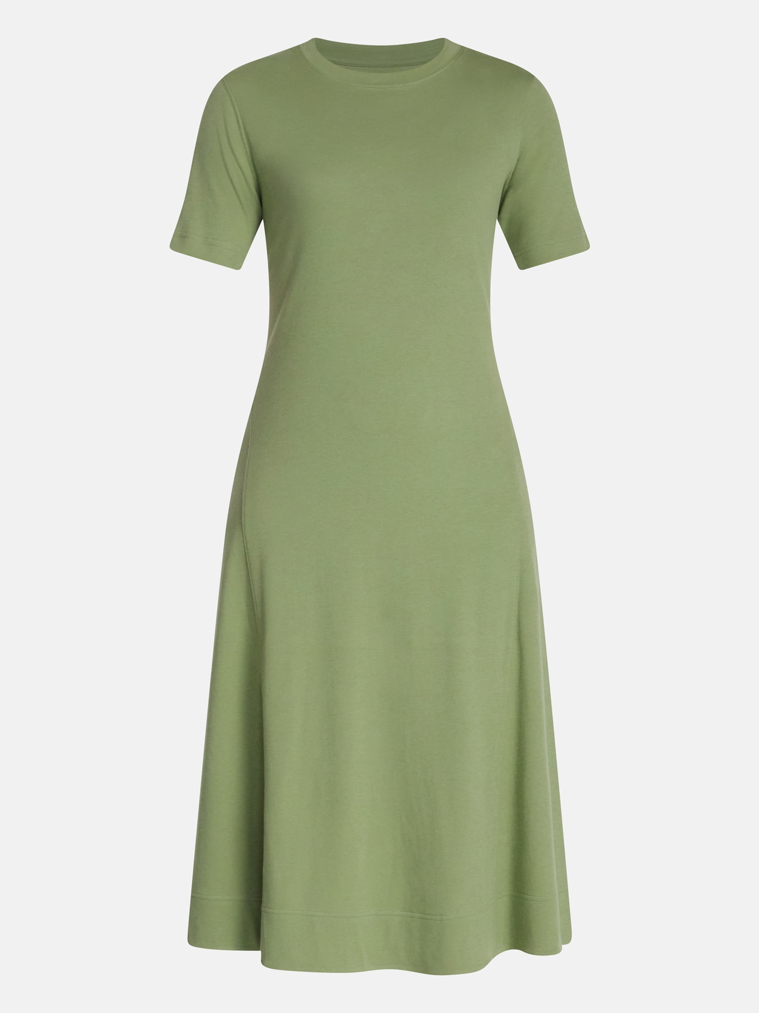 Time and Tru Women's and Women's Plus Seamed Cotton Midi Dress, Sizes XS-4X