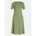 thumbnail image 4 of Time and Tru Women's and Women's Plus Seamed Cotton Midi Dress, Sizes XS-4X, 4 of 4