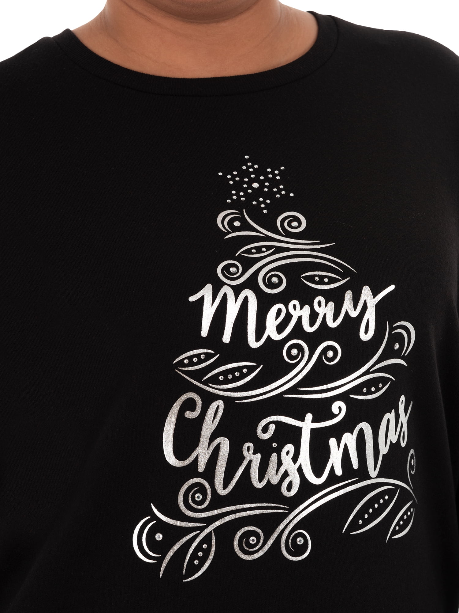 Holiday Time Women's Plus Size Super Soft Festive Pullover Sweatshirt