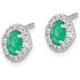 thumbnail image 2 of Solid 14K White Gold Lab Grown Diamond and Cabochon Cr Emerald Earrings - 7.73mm, 2 of 4