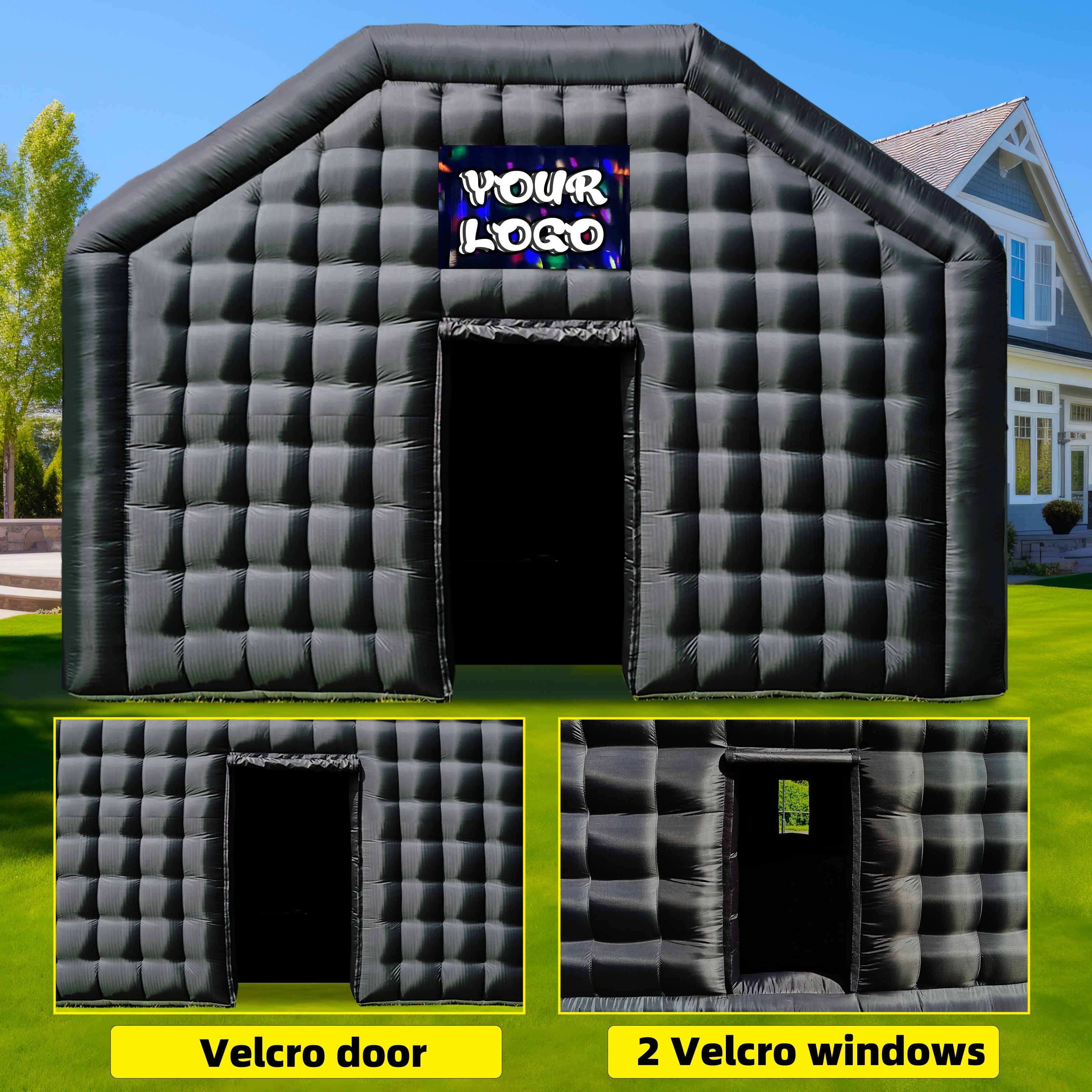 WARSUN Large Black Inflatable Night Club 20x16.5x12Ft Inflatable Party Tent with Logo Area