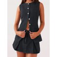 thumbnail image 5 of Michellecmm Women's 2 Piece Denim Skirts Outfits Solid Color Buttons Sleeveless Denim Tank Tops Jean Skirts Clothes Set, 5 of 8