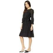 Calvin Klein Organza Burnout Dress with Self Tie Belt Black