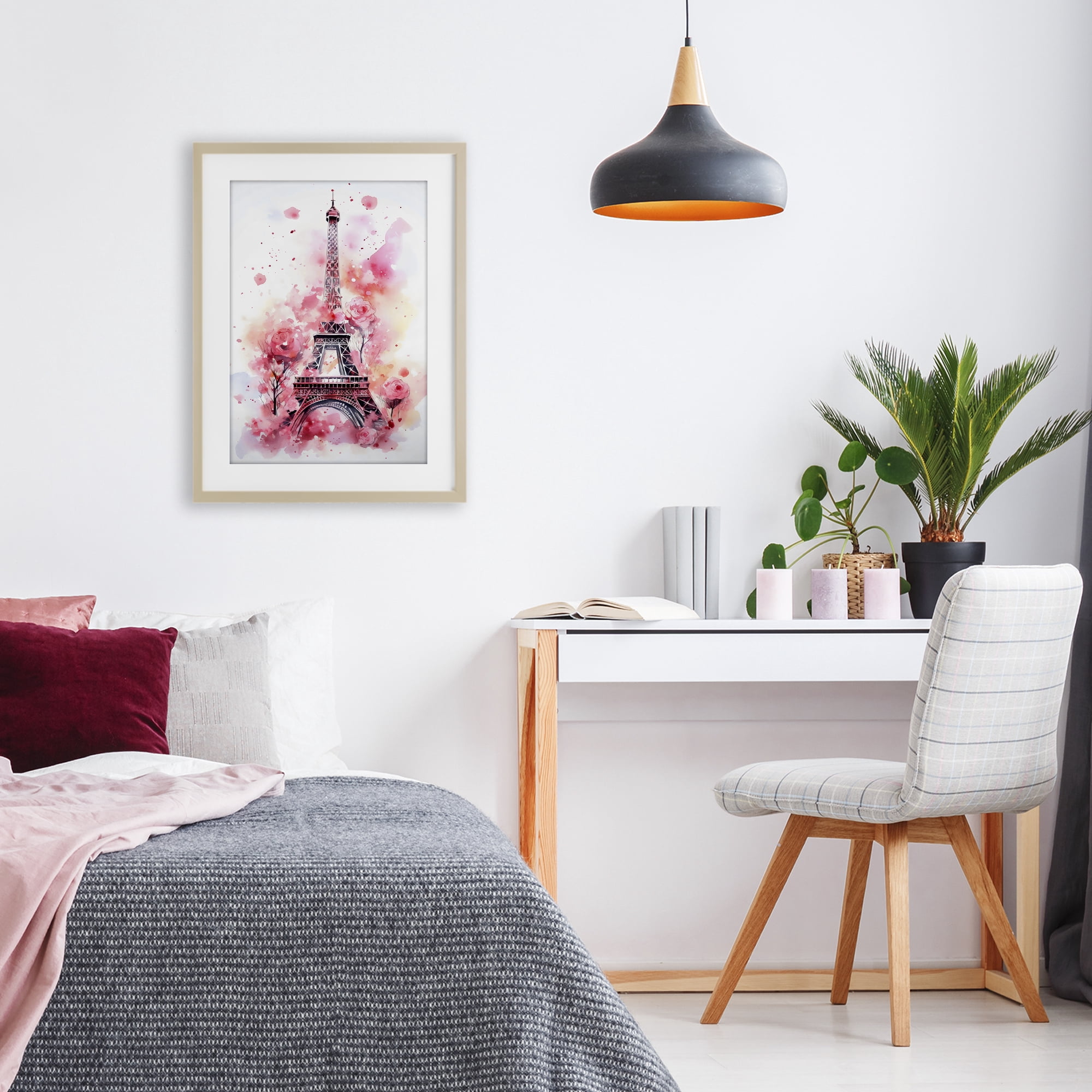 Stupell Industries Eiffel Tower In Roses Birch Framed Print Under Glass, design by Creative Studio
