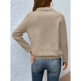 thumbnail image 6 of Womens Casual Textured Long Sleeve Henley Button V Neck Loose Pullover Trendy Fall Outfits Tops Apricot S, 6 of 7