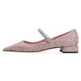 thumbnail image 2 of FSJ Women Sexy Rhinestones Pointed Toe Glitter Block Low Heels Pumps Band Slip On Office Work Wedding Dress Shoes Size 5 Pink Glitter, 2 of 4