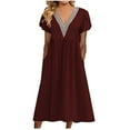 thumbnail image 2 of Robes d'Été pour Femmes 2023 Mode Tendance Femmes Décontracté Aguichant Col en V Imprimé Été Manches Courtes Poches Robe Boîte de Nuit Robes pour Femmes 2023 en Liquidation, 2 of 5