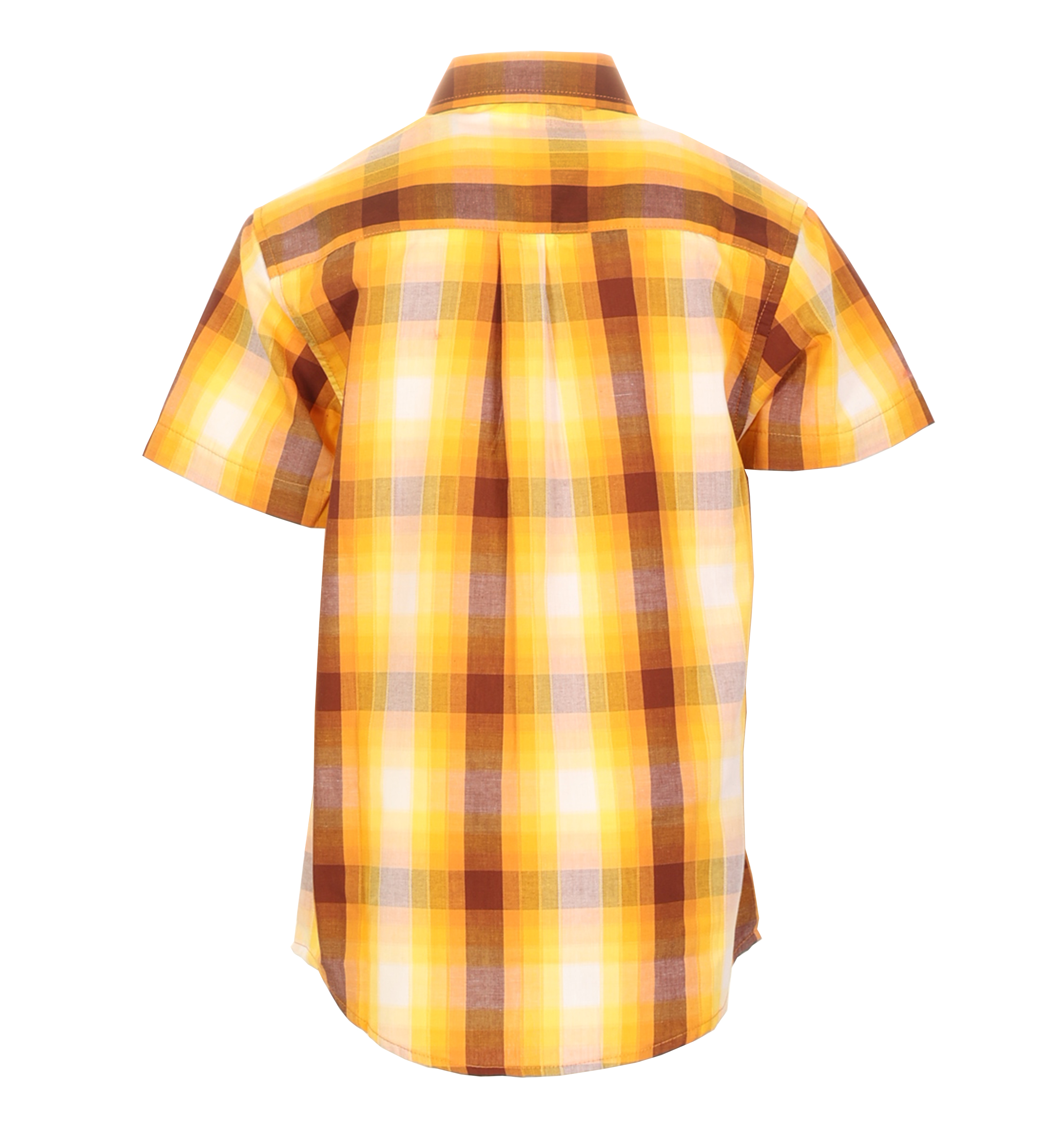 Gioberti Big Boys Long Sleeve Button Down Plaid Checked, Orange/Yellow/Brown Shirt 10
