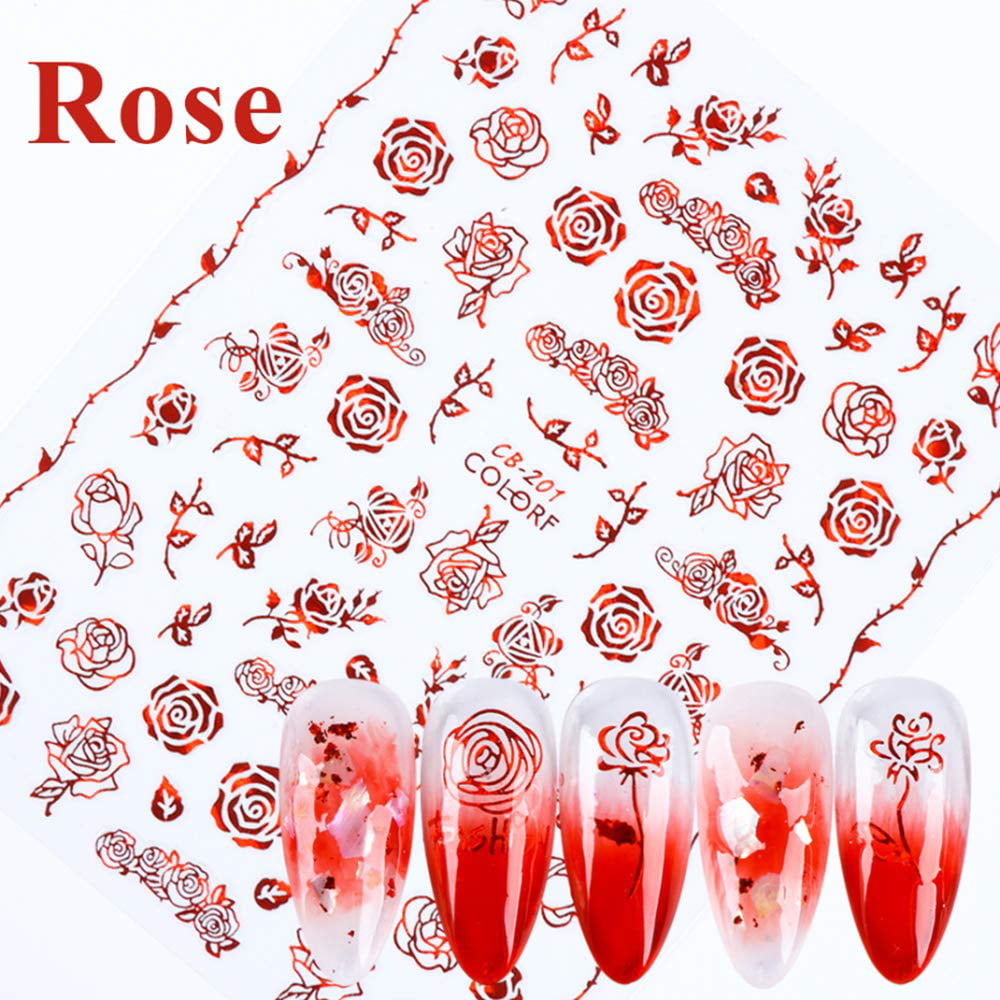 3D Nail Art Stickers Red White Mr & Mrs Rose Heart Kiss Valentine Bride  NH11