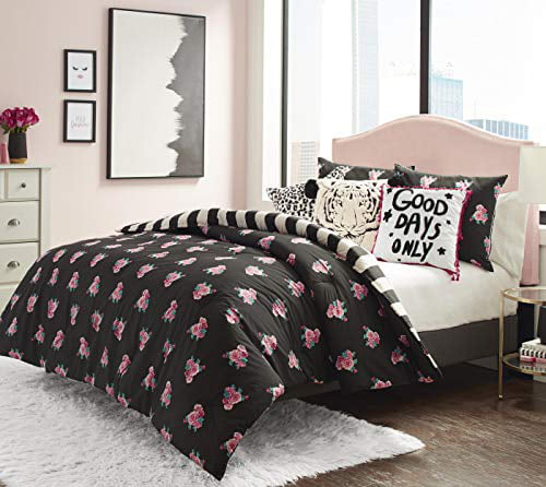 King Black Details about   Betsey Johnson Romantic Roses Comforter Set 