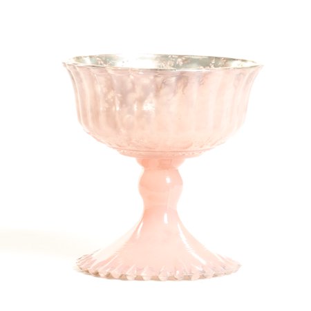Glass Compote - Koyal Wholesale 4.5-Inch Blush Pink Glass Compote Bowl Pedestal Flower Bowl Centerpiece