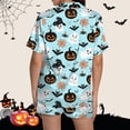 thumbnail image 5 of Halloween Pajamas Women,Cute Pjs for Women Satin Pajama Set Silk 2 Piece Sets Loungewear Button Down Short Sleeve Shirt and Shorts Pj Set Sleepwear Spooky Cute Gothic Pajamas Halloween Gifts Green, 5 of 5
