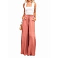 thumbnail image 3 of Pantalones Casuales de Cintura Alta para Mujer, de Color Liso, Largos y Anchos, con Bolsillos, para y Otoño. Naranja Rojo M, 3 of 9