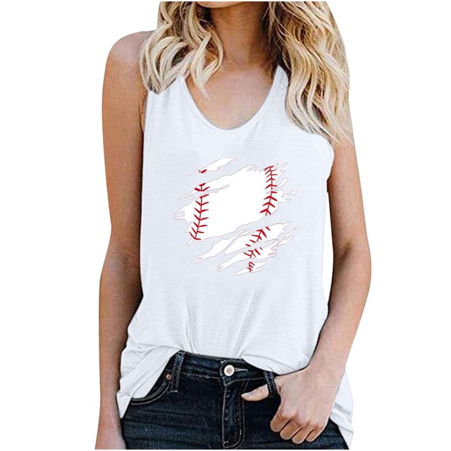 Pompotops Women's Pullover Sleeveless Printing Solid Color Vest Tops