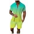 thumbnail image 2 of PEASKJP Mens Short Sets 2 Piece Outfits Polo Shirt Fashion Summer Tracksuits Casual Set Short Sleeve and Shorts Set for Men (Green,M), 2 of 4