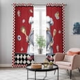 thumbnail image 6 of Kitchen Curtains 84 Inch Length 2 Panels, Red Vintage Gnomes Grommets Window Treatment Curtain, Black Checkered Retro Art Thermal Curtains Drapes for Living Room/Bathroom, 6 of 9