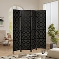 thumbnail image 4 of Roundhill Furniture 4-Panel Room Divider, Decorative Folding Freestanding Privacy Screen, Black, 4 of 7