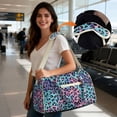 thumbnail image 3 of Garronmavis Large Quilted Duffle Bag for Women, Tie-Dye Leopard Print Weekender Bag Travel Carry On Bag with Zipper Pockets, Cute Overnight Gym Dance Bag for Traveling, 3 of 7