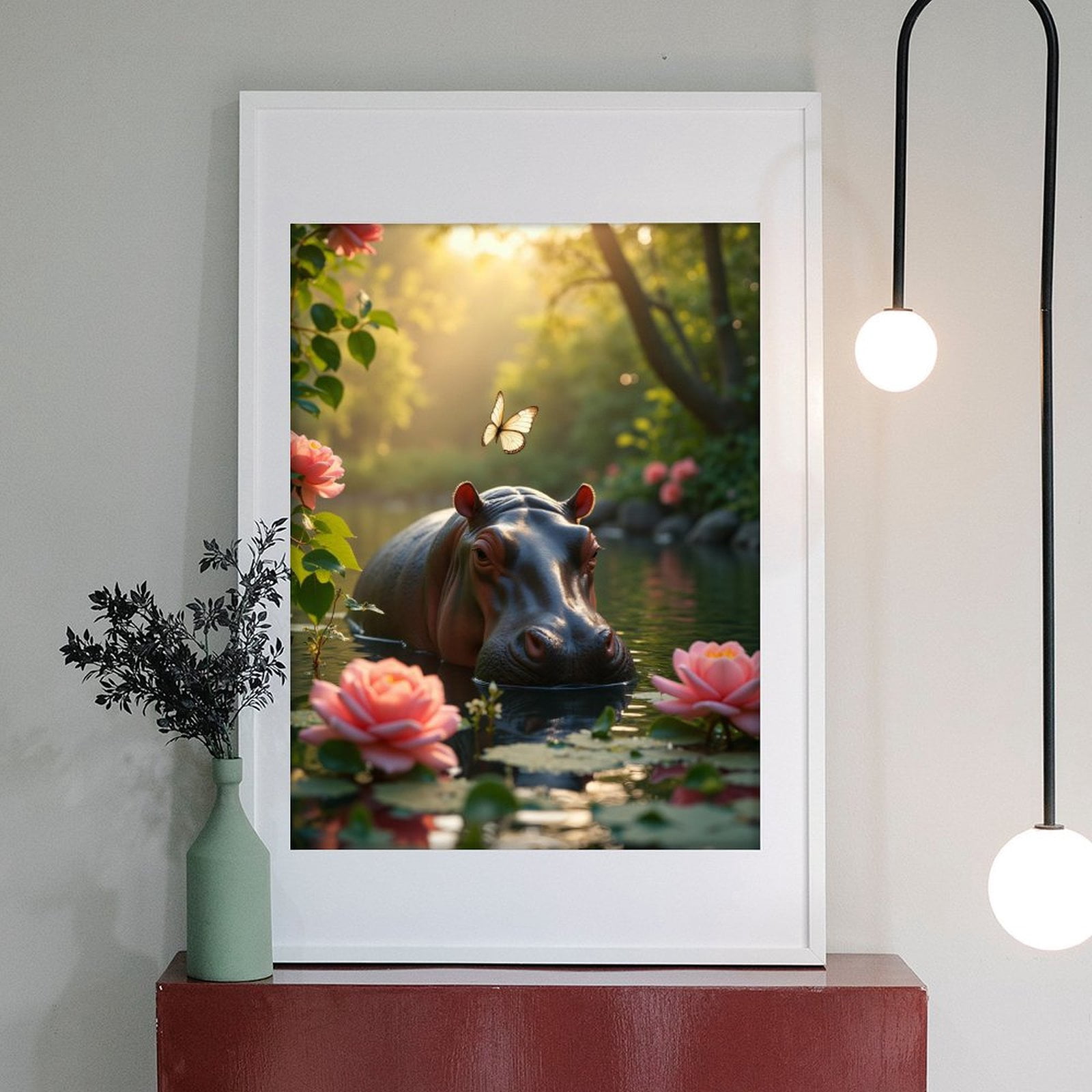 Diamond Art Kits for Adults - 5d Hippo Serenity Pond Butterfly Blossom Diamond Painting for Adults, Diamond Art for Adults Beginners, Diamond Painting Kits for Adults for Home Wall Decor