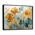 thumbnail image 2 of Designart "Teal Orange botanic particles I" Abstract Botanicals Floater Framed Wall Art Print, 2 of 7