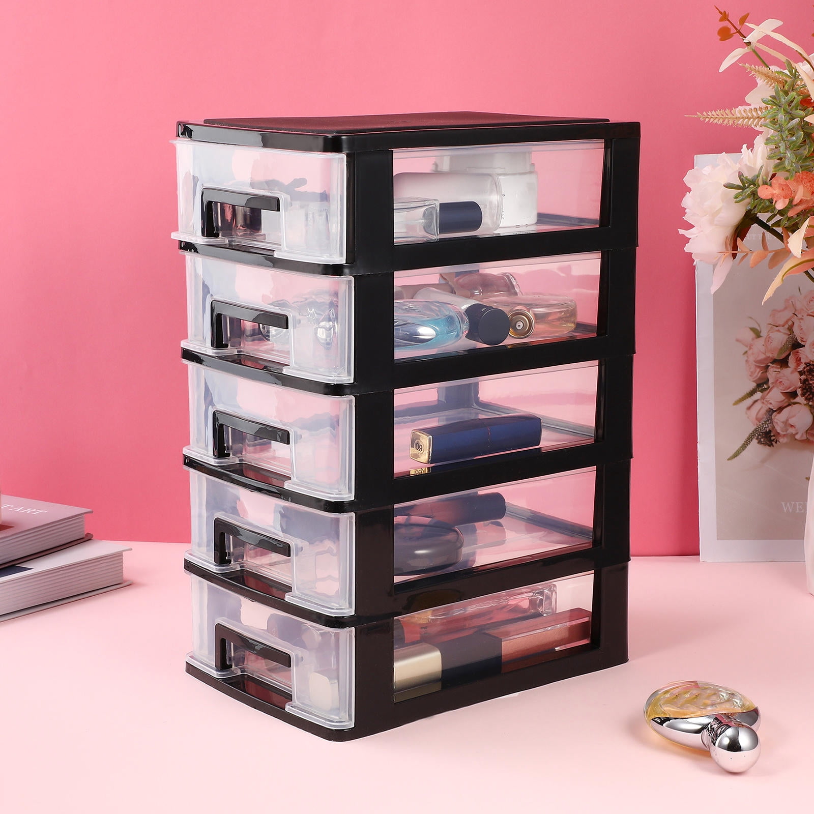 AURARMLET Transparent Desk Drawer Organizer Set for Home Office Storage and Desk Accessories