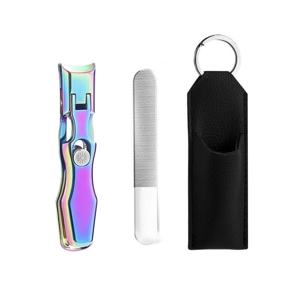 Fiudx Cortaúñas de Acero Inoxidable para Uñas Gruesas, con Recogedor de Uñas Integrado, Mecanismo de Corte Fácil, Ideal para El Cuidado Personal En Casa, Ideal para Personas Mayores, Incluye Estuche