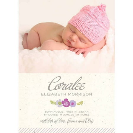 Botanical Wreath Standard Baby Announcement