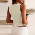 thumbnail image 4 of Women's Sleeveless Ribbed Knit Tank Top Round Neck Slim Fit Casual Basic Summer Camisole Blouse 01-Beige L, 4 of 5