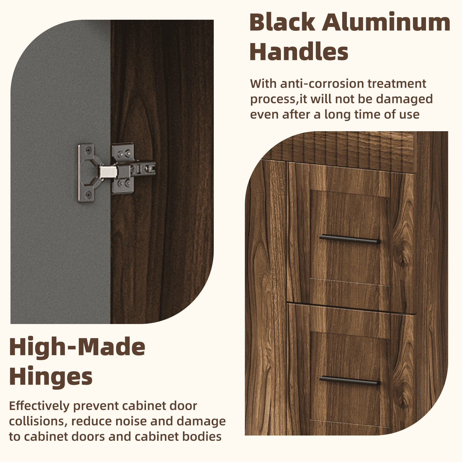 Richryce 36 Inch Bathroom Vanity with Ceramic Sink, Wooden Bathroom Sink Vanity with a Door & 2 Drawers, Freestanding Bathroom Sink Cabinet (Walnut)