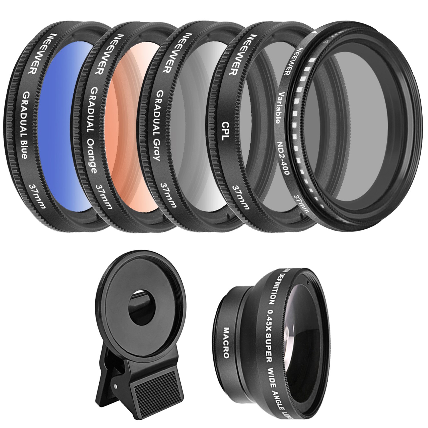 Neewer 37 MM Cell Phone Lens Accessory Kit, Includes 0.45X Wide Angle