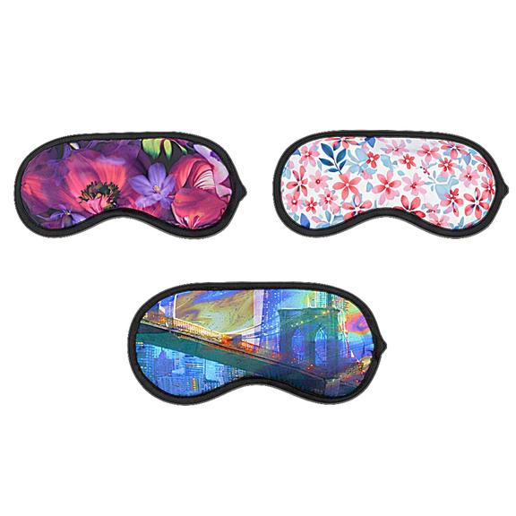3-Pack Satin Sleep Masks for Sleeping Adjustable Travel Eye Mask Soft Padded Eye Cover Assorted Prints