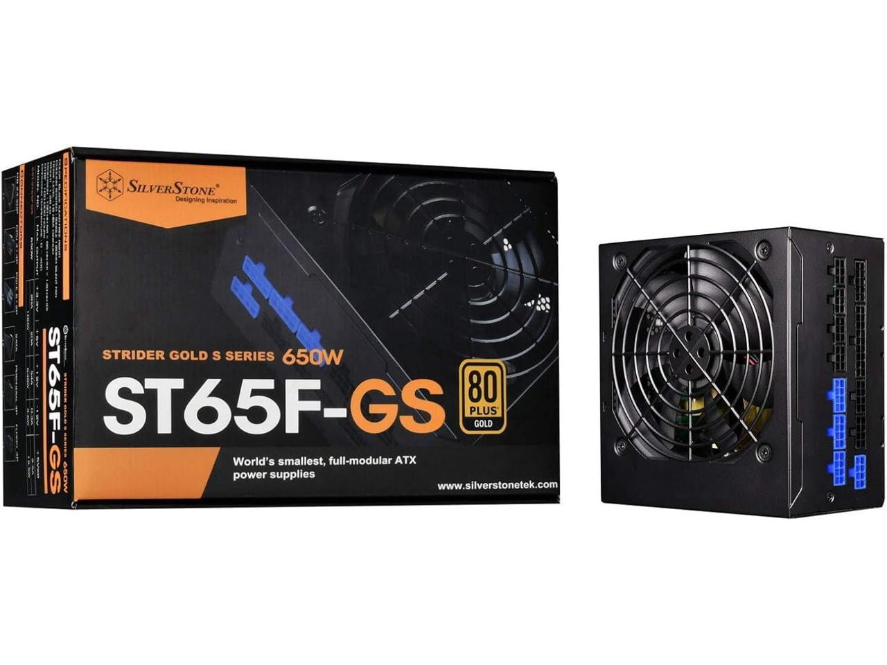silverstone technology 650w computer power supply psu fully modular with 80 plus gold & 140mm design power supply (sst-st65f-gs)