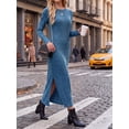thumbnail image 4 of Cueply Long Sleeve Dress for Women Fall Wedding Guest Cocktail Maxi Dresses Split Elegant Ribbed Knit Winter Dress with Pockets, 4 of 9
