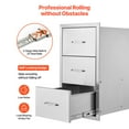 thumbnail image 3 of KFFKFF Exterior Cooking Space Drawers, Dimensions: 18.5"W x 22.5"H x 22.5"D, Triple Entry Drawers, Stainless Steel Recessed Cabinets, BBQ Island Storage Drawers with Handle, Suitable for Exterior, 3 of 9
