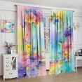 thumbnail image 4 of Floral Curtains Colorful Flowers Floral for Home Bedroom Living Room Colorful Darkening Window Drapes Set 2 Panels,63x63 Inches, 4 of 8