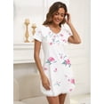 thumbnail image 2 of PinkBeautiM Womens Nightgown Printed Nightshirt Lace Trim Pajamas Dress with Pocket, 2 of 5