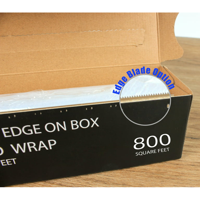 Clear Plastic Food Wrap, 1600 SQ. FT. BPA-Free, Optional Slider Cutter &  Edge Blade 